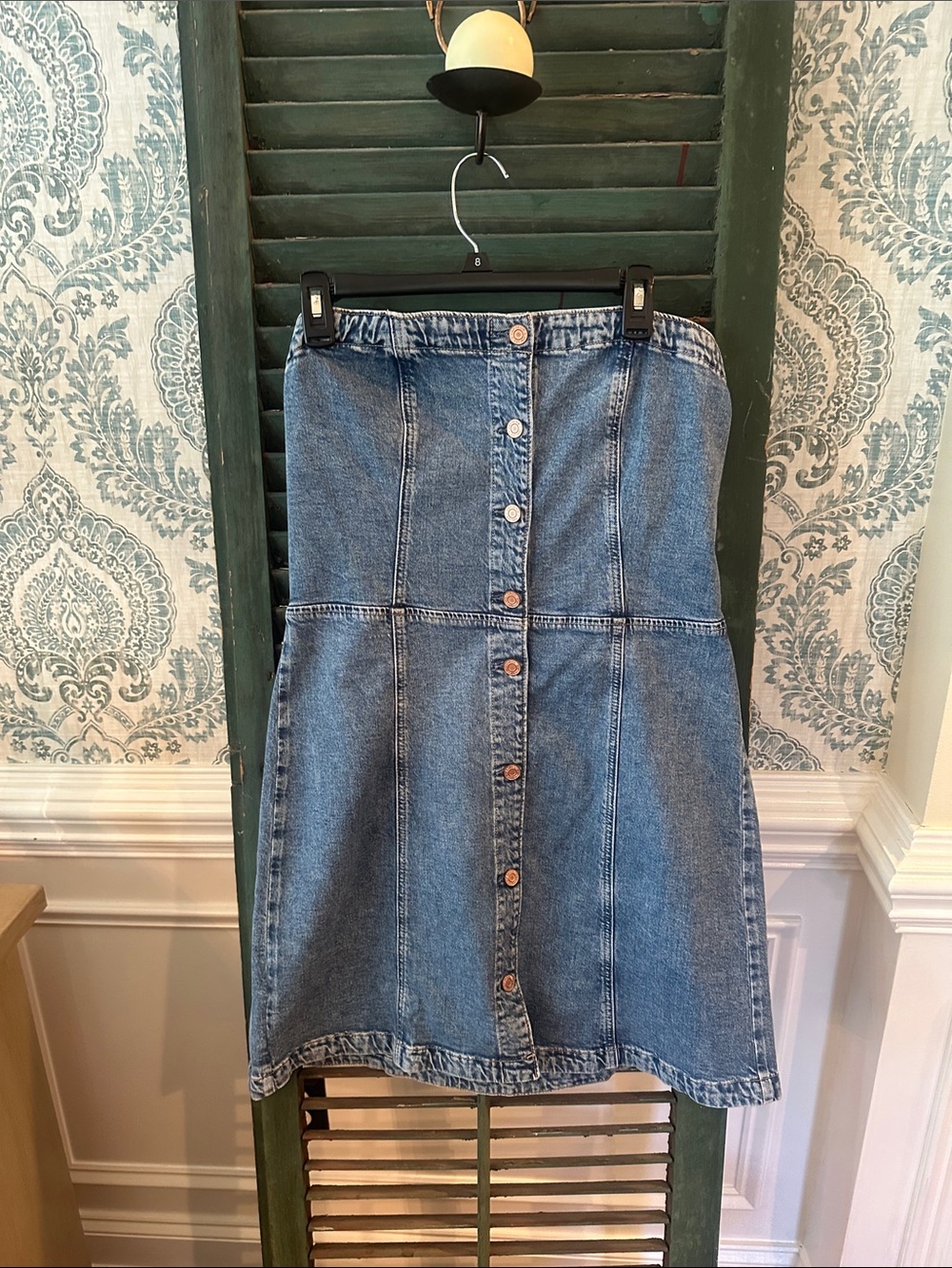 GAP Light Blue Denim Button-Front Mini Dress